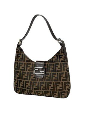 Fendi Zucca Pattern Shoulder Bag Canvas Brown